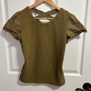 Anthropologie Olive Cross-Back Blouse